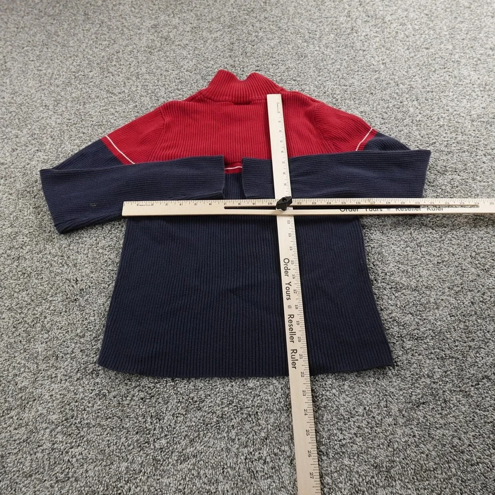 VTG Ralph Lauren Sweater Mens‎ XL Red Blue Polo Jeans Pullover 1/4 Zip Mock Neck